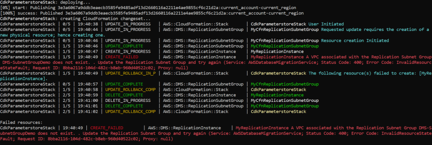 A VPC associated with the ReplicationSubnetGroup does not exist error